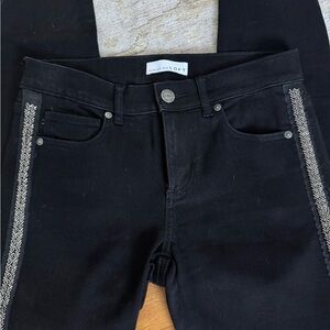 Ann Taylor Loft Black Skinny Jeans with Beaded Side Trim Sz 26/2